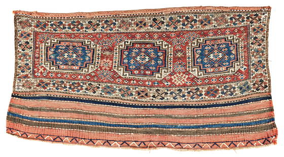 Shahsavan Soumak Panel: Shahsavan Soumak Panel 114 x 60 cm (3' 9" x 2') Azerbaijan, late 19th century Condition: very good, minor small repairs Warp: wool, weft: wool