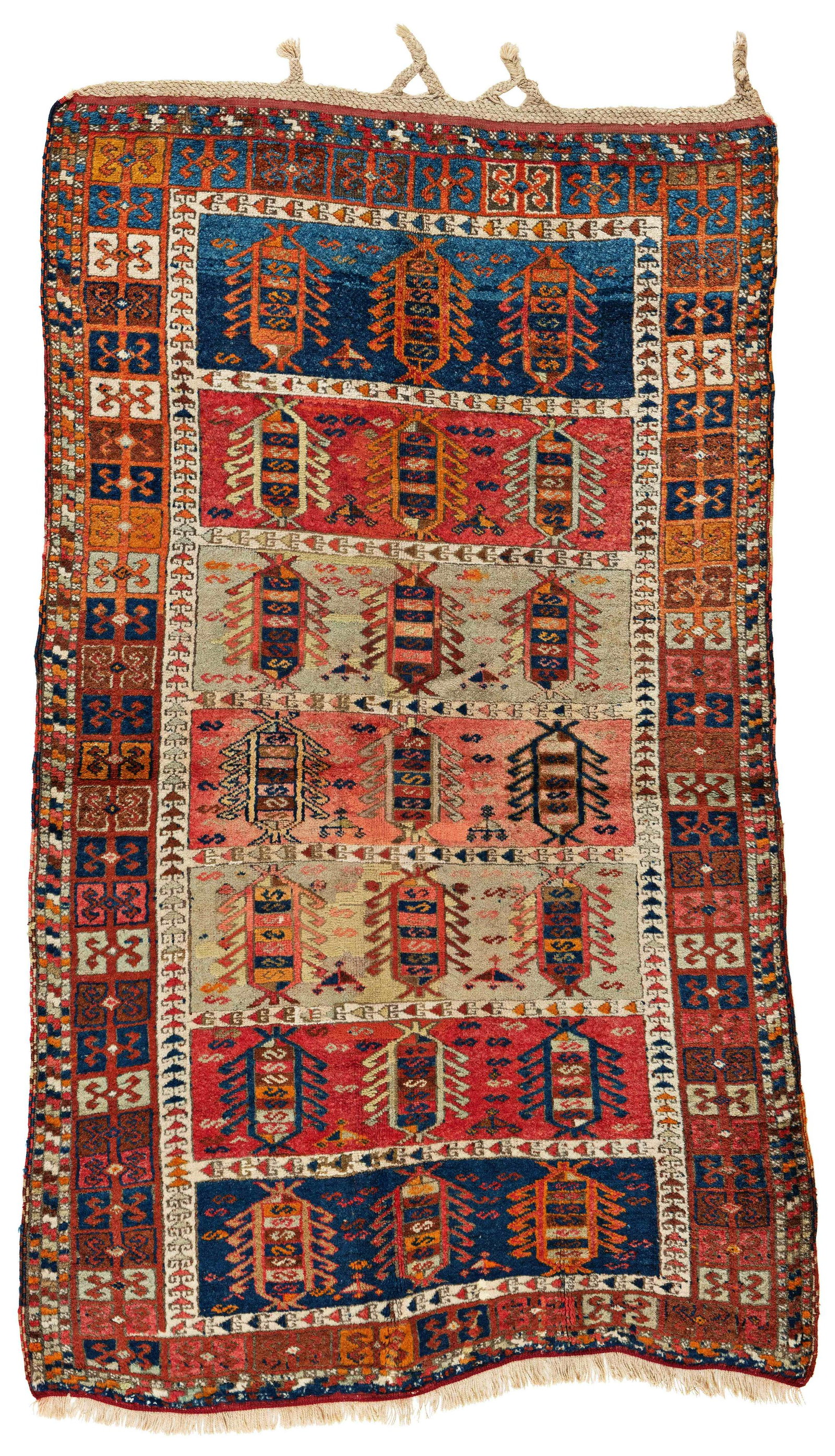 Yürük Rug: Yürük 188 x 110 cm (6' 2" x 3' 7") Turkey, early 20th century Condition: good, good pile, several repairs, slight signs of use Warp: wool, weft: wool, pile: wool
