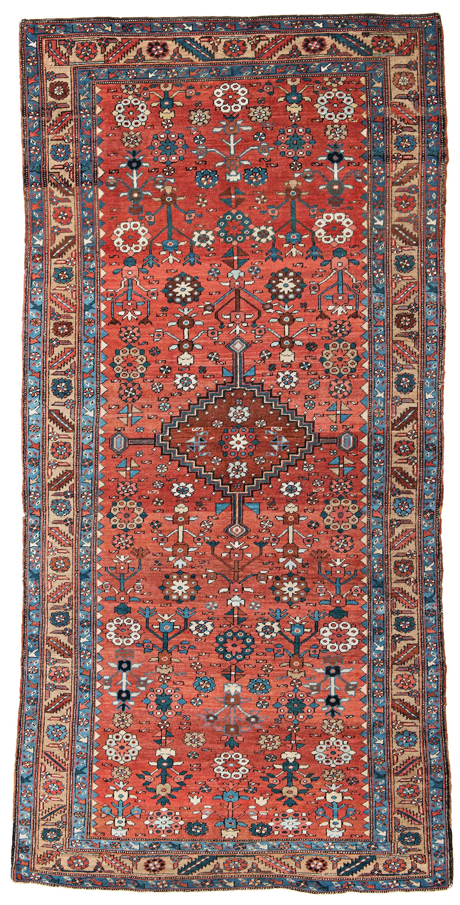 Bakshaish Rug: Bakshaish 277 x 133 cm (9' 1" x 4' 4") Persia, ca. 1900 Condition: good, mostly good pile, slight signs of use at sides and ends, minor small repairs Warp: cotton, weft: cotton, pile: wool