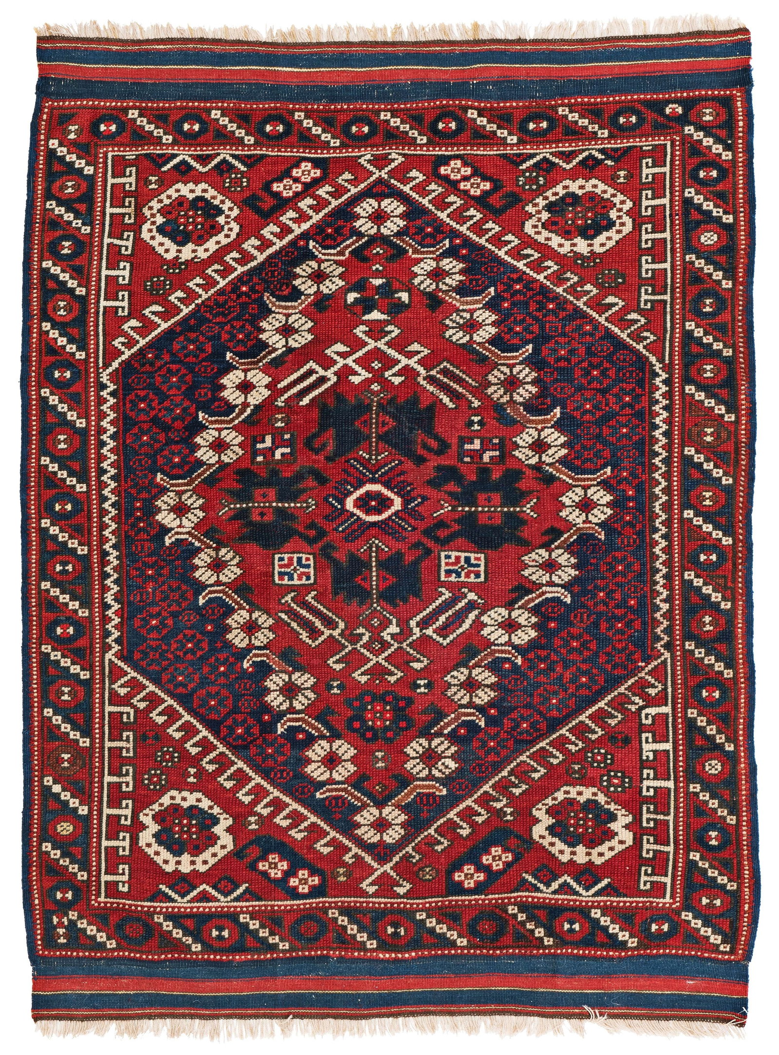 Kiz Bergama Rug: Kiz Bergama 103 x 88 cm (3' 5" x 2' 11") Turkey, late 19th century Condition: very good, low pile Warp: wool, weft: wool, pile: wool