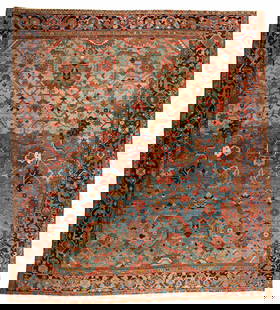 Heriz Rug: Heriz 337 x 300 cm (11' 1" x 9' 10") Persia, second half 19th century Condition: good, low pile in places, both ends slightly incomplete, several small repairs, selvages rebound Warp: cotton, weft: co
