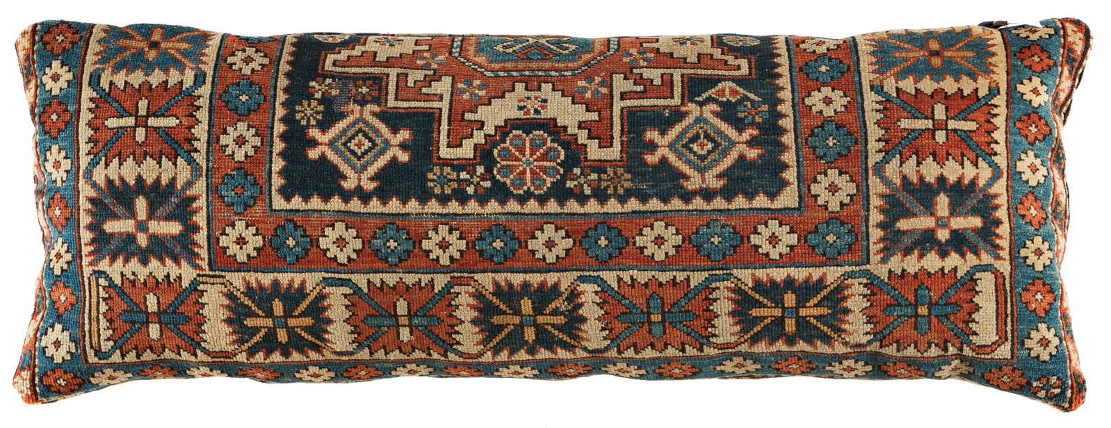 Shirvan Pillow: Shirvan Pillow 100 x 38 x 20 cm (3' 3" x 1' 3" x 8") Caucasus, late 19th century Condition: good, low pile, slight signs of use Warp: wool, weft: cotton, pile: wool