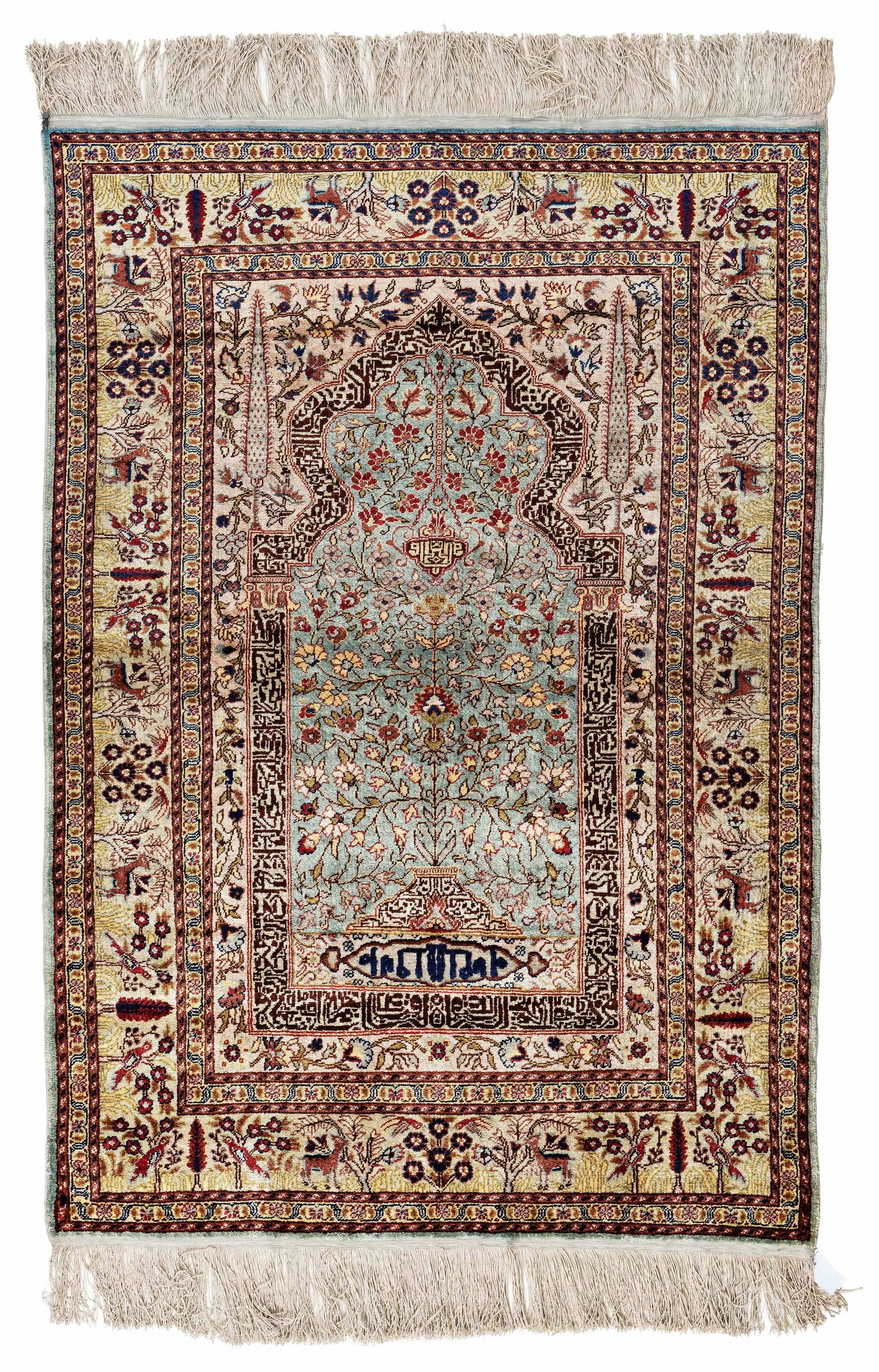 Silk Kayseri Rug with metal brocade (1 of 6)