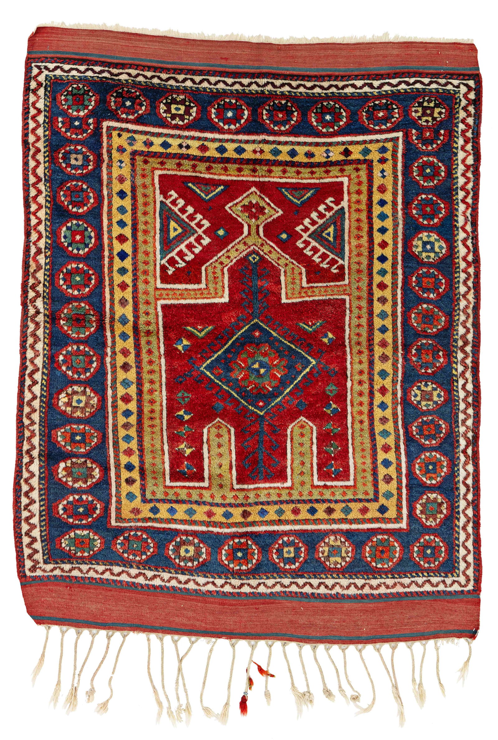 Ayvacik Rug: Ayvacik 140 x 123 cm (4' 7" x 4') Turkey, late 19th century Condition: good, good pile, scattered small repairs Warp: wool, weft: wool, pile: wool