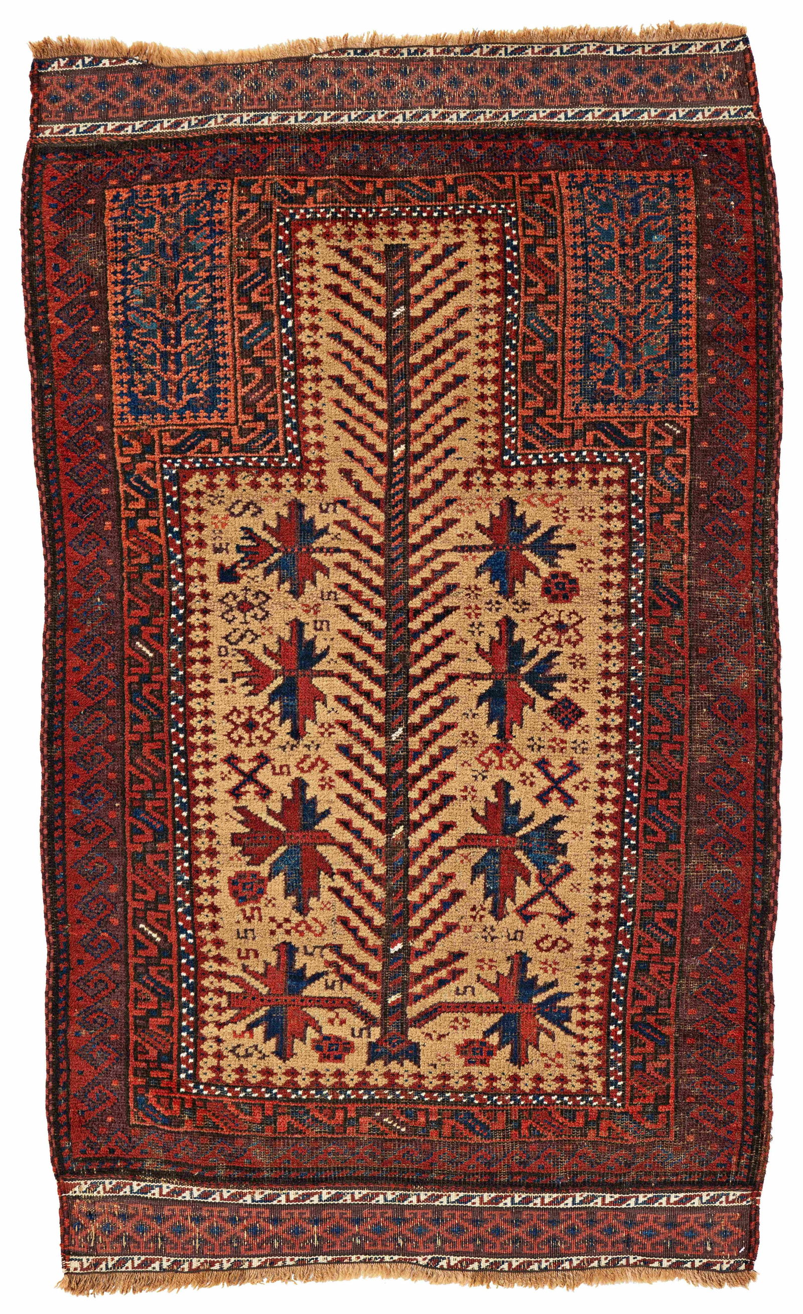Baluch Prayer Rug with camel wool (1 of 6)