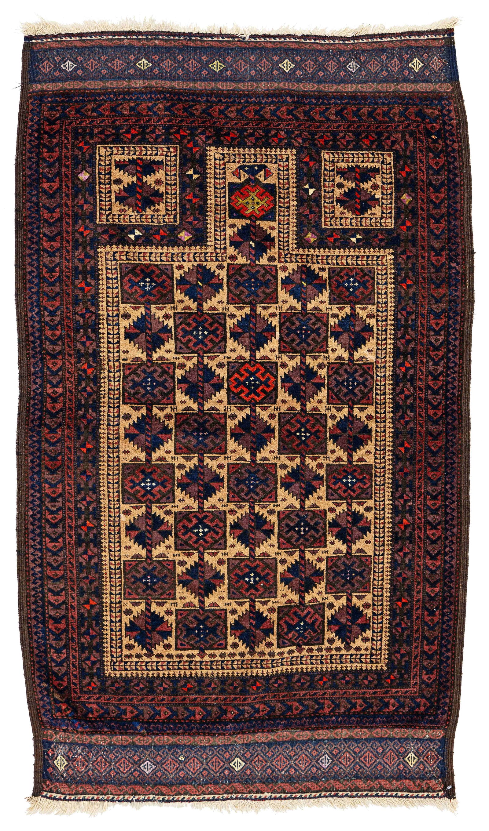 Baluch Prayer Rug with camel wool (1 of 6)