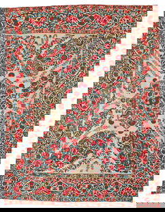 Large Shakhrisabz Suzani with Nurata Design: Large Shakhrisabz Suzani with Nurata Design 275 x 210 cm (9' x 6' 11") Uzbekistan, mid 19th century Condition: very good, minor small repairs Silk on cotton This impressive, well-proportioned embroide