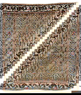 Early and very fine Silk Joshegan: Early and very fine Silk Joshegan 174 x 146 cm (5' 9" x 4' 9") Persia, ca. 1800 Condition: good according to age, mostly good pile, some abrasions in the right border, signs of use at sides and ends,