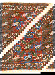 Pinwheel Kazak Rug: 211 x 152 cm (6' 11" x 5') Caucasus, ca. 1880 Condition: good, low pile in places, some professional restorations, signs of use at both ends Warp: wool, weft: wool, pile: wool