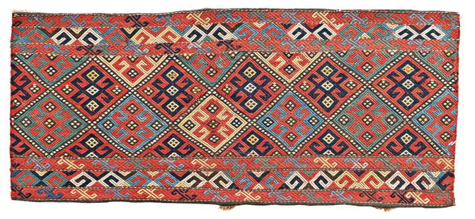 Cicim Panel: 107 x 45 cm (3' 6" x 1' 6") Turkey, late 19th century Condition: good, slight signs of use Warp: wool, weft: wool