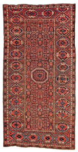 Beshir Carpet: 340 x 176 cm (11' 2" x 5' 9") Turkmenistan, second half 19th century Condition: good, low pile, several small old repairs, signs of use Warp: wool, weft: wool, pile: wool