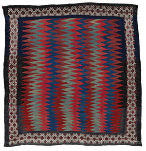 Afshar Sofreh: 135 x 134 cm (4' 5" x 4' 5") Persia, ca. 1940 Condition: very good, slight signs of use Warp: wool, weft: wool
