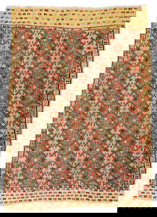 Cicim: 200 x 142 cm (6' 7" x 4' 8") Turkey, ca. 1930 Condition: very good, minor small repairs, slight signs of use Warp: wool, weft: wool