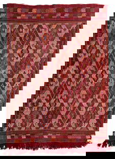 Bergama Cicim: 204 x 148 cm (6' 8" x 4' 10") Turkey, ca. 1920 Condition: very good, minor signs of use Warp: wool, weft: wool and cotton