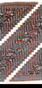 Shirvan Rug: 292 x 140 cm (9' 7" x 4' 7") Caucasus, ca. 1880 Condition: good, mostly good pile, several small repairs and reweavings, slightly corroded dark brown Warp: wool, weft: cotton, pile: wool