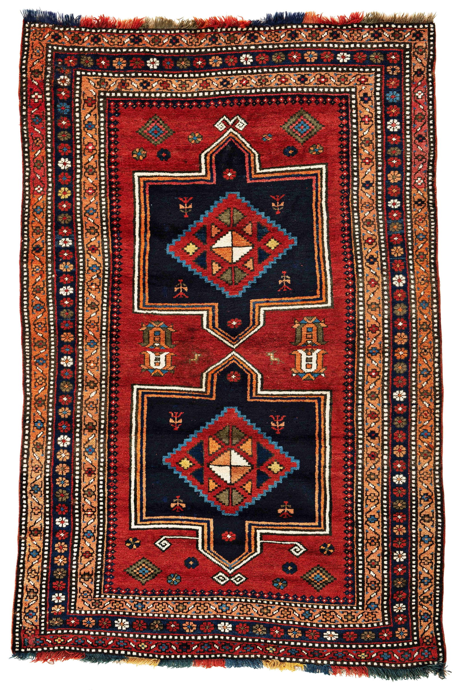 Karabagh Rug: 203 x 136 cm (6' 8" x 4' 6") Caucasus, ca. 1900 Condition: good, mostly good pile, scattered small moth damages, scattered small old repairs Warp: wool, weft: wool, pile: wool