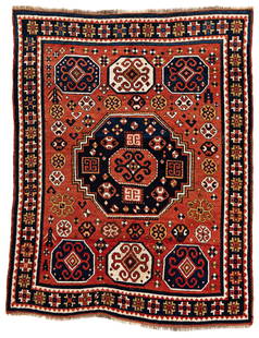Lori Pambak Kazak Rug: 200 x 160 cm (6' 7" x 5' 3") Caucasus, late 19th century Condition: good, mostly good pile, partially corroded dark brown, several small repairs Warp: wool, weft: wool, pile: wool