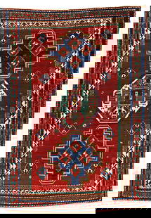 Lori Pambak Kazak Rug: 253 x 176 cm (8' 4" x 5' 9") Caucasus, late 19th century Condition: very good, good pile, slightly corroded dark brown, minor small repairs Warp: wool, weft: wool, pile: wool