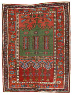 Ladik Rug: 158 x 125 cm (5' 2" x 4' 1") Turkey, mid 19th century Condition: good, low pile in places, several small repairs Warp: wool, weft: wool, pile: wool