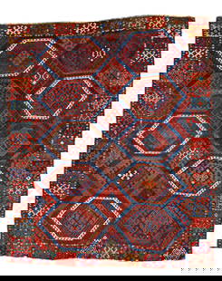 Sarkisla Rug: 210 x 174 cm (6' 11" x 5' 9") Turkey, mid 19th century Condition: good, mostly good pile, both ends incomplete, one fold in the middle right, scattered small repairs, lower end partially damaged Warp: