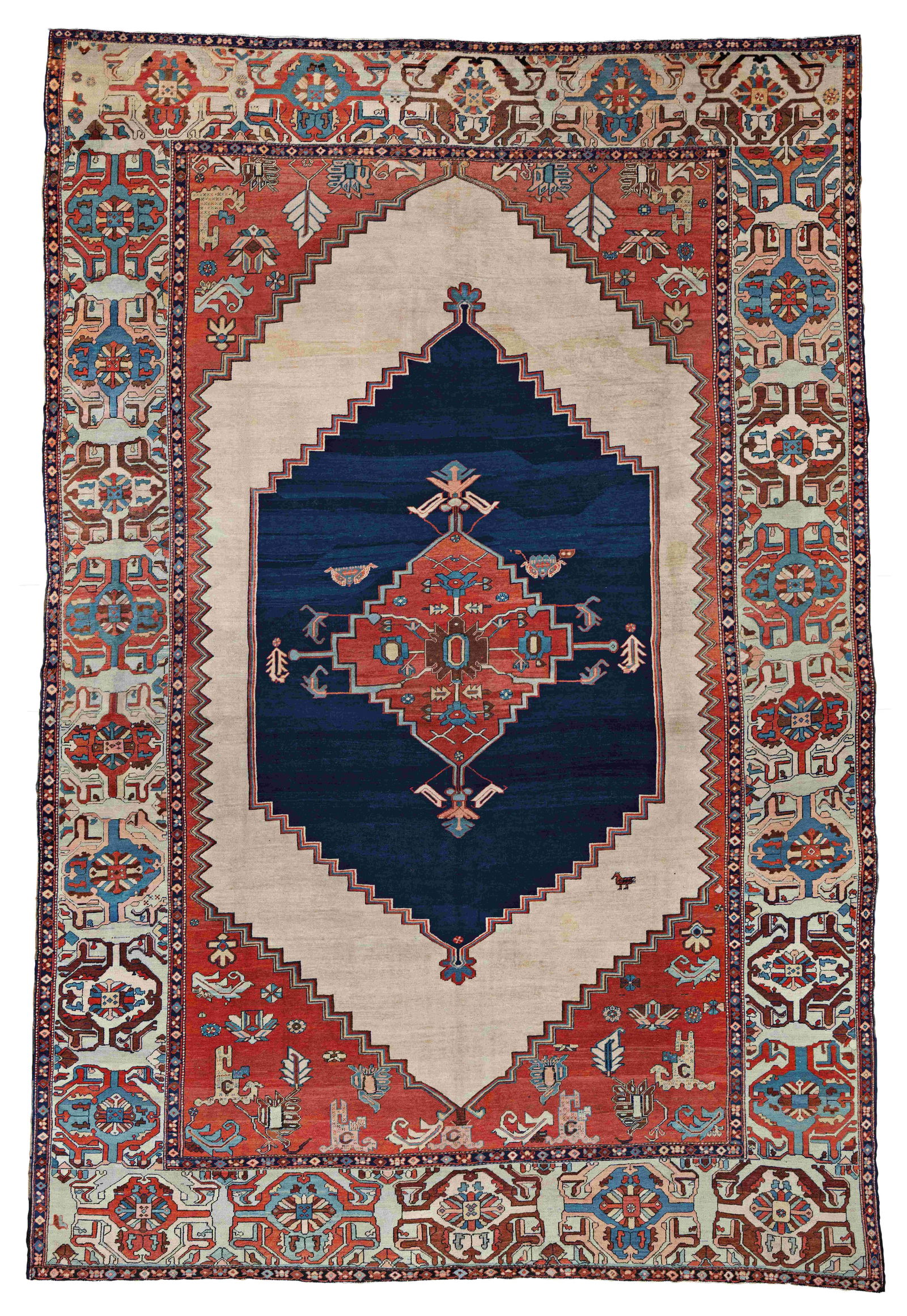 Large Bakhshaish: Large Bakhshaish 569 x 391 cm (18' 8" x 12' 10") Persia, ca. 1870 Condition: good, scattered low pile, scattered old repairs Warp: cotton, weft: cotton, pile: wool