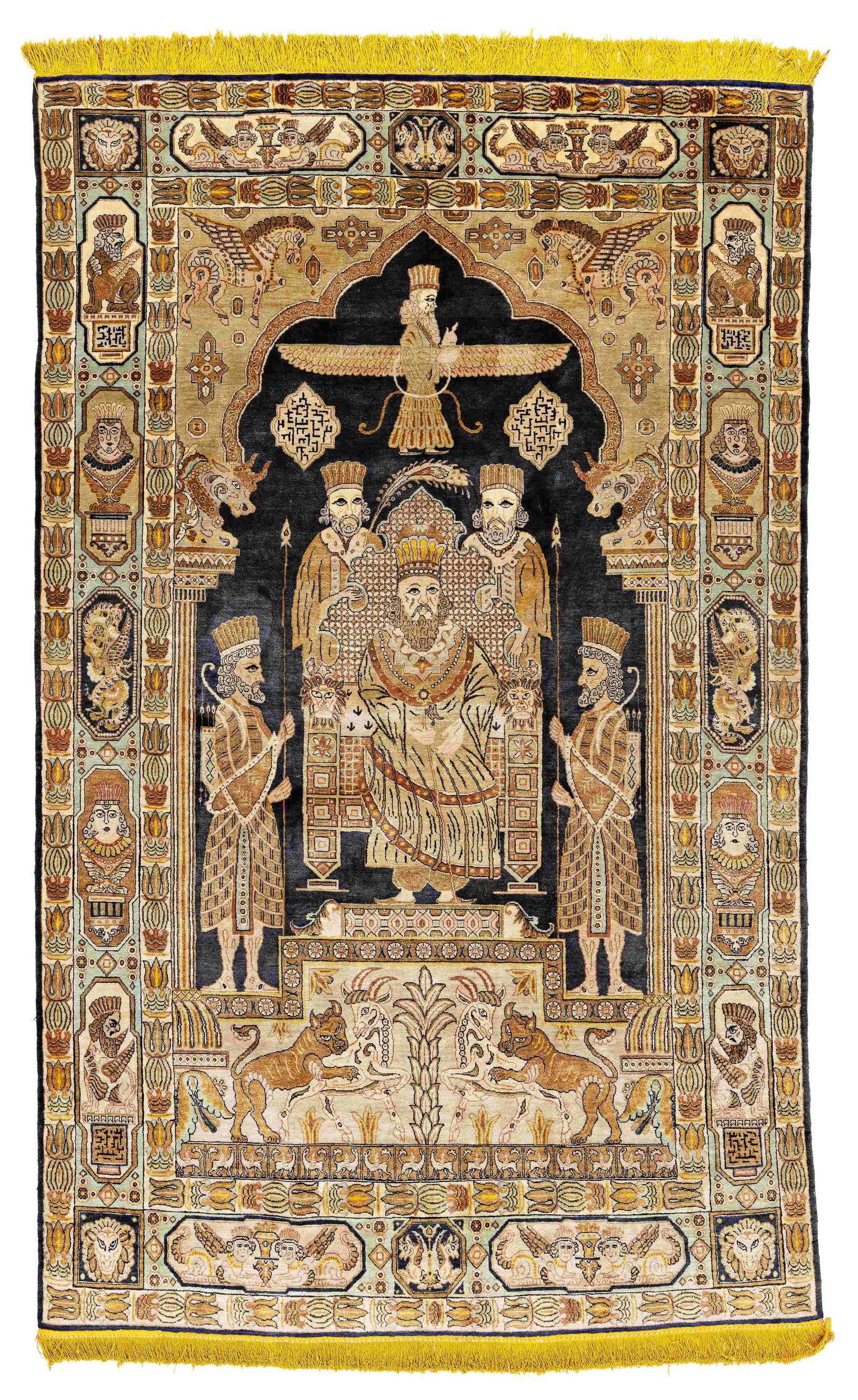 Silk Ghom Pictorial Rug "Cyrus II." (1 of 6)