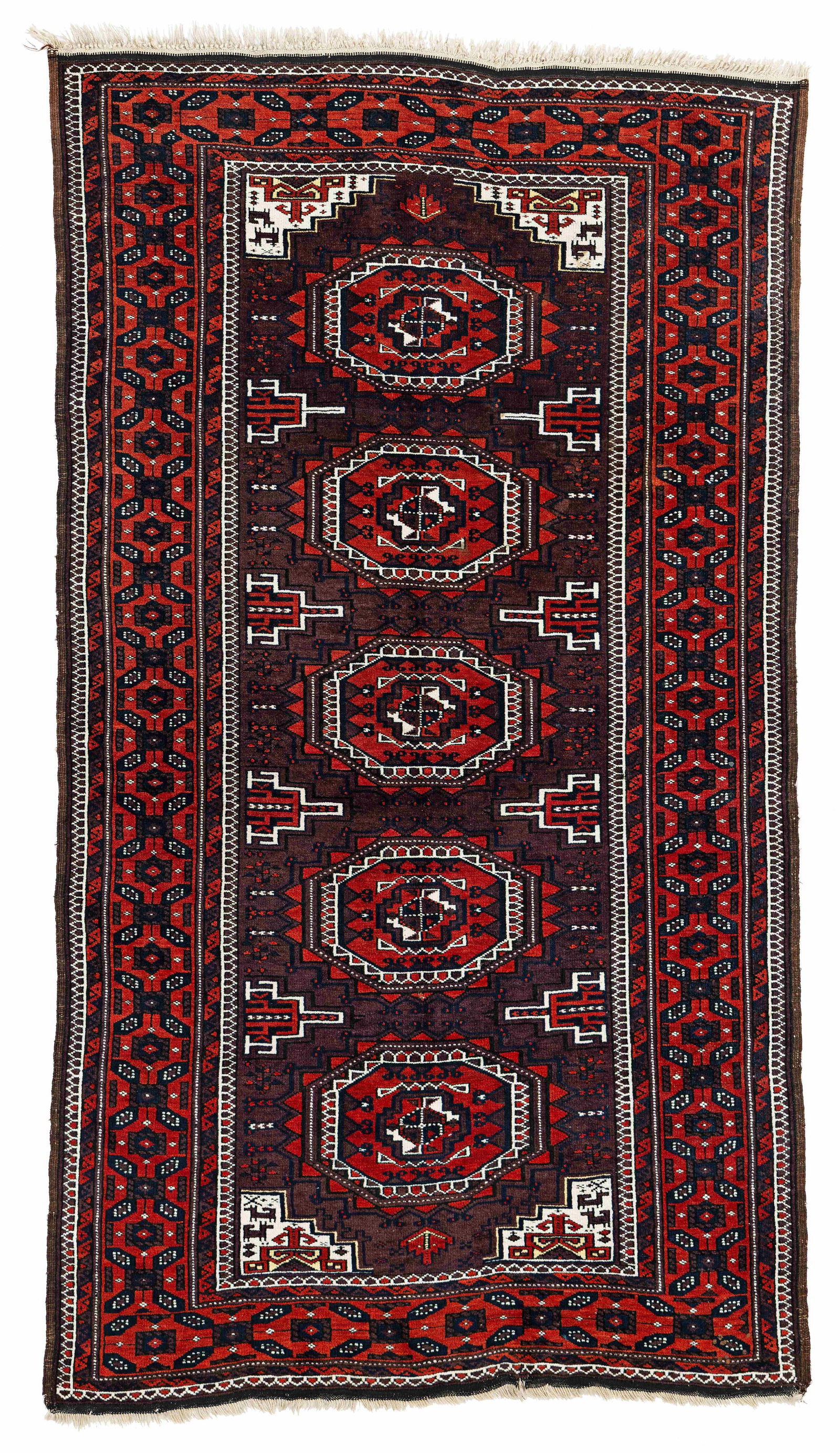 Baluch Rug: Baluch 176 x 97 cm (5' 9" x 3' 2") Persia, ca. 1920 Condition: very good, full pile, minor signs of use at lower end Warp: wool, weft: wool, pile: wool