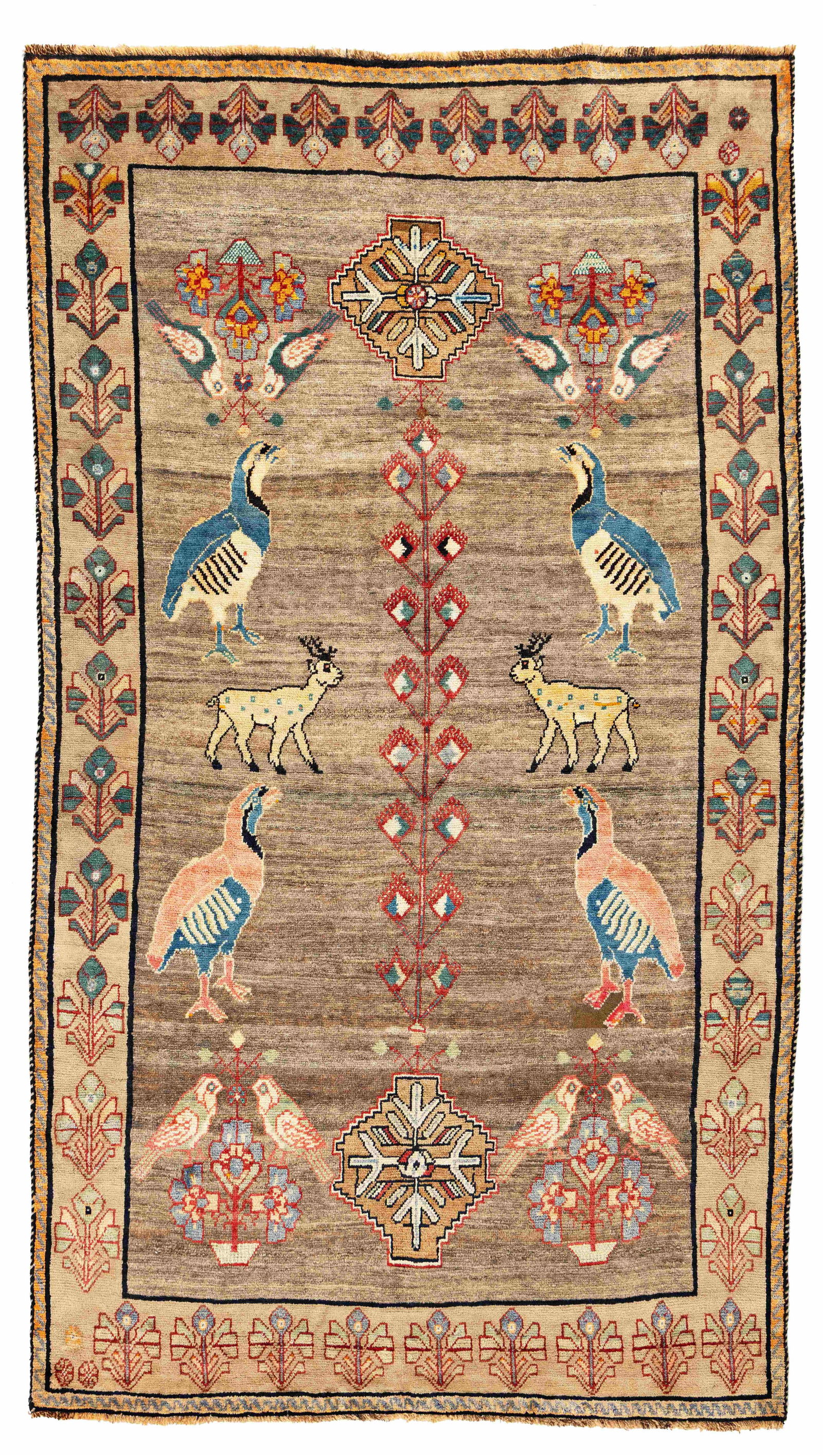 Gabbeh Rug: Gabbeh 273 x 155 cm (8' 11" x 5' 1") Persia, ca. 1970 Condition: very good, full pile, scattered small repairs, minor signs of use Warp: wool, weft: wool, pile: wool