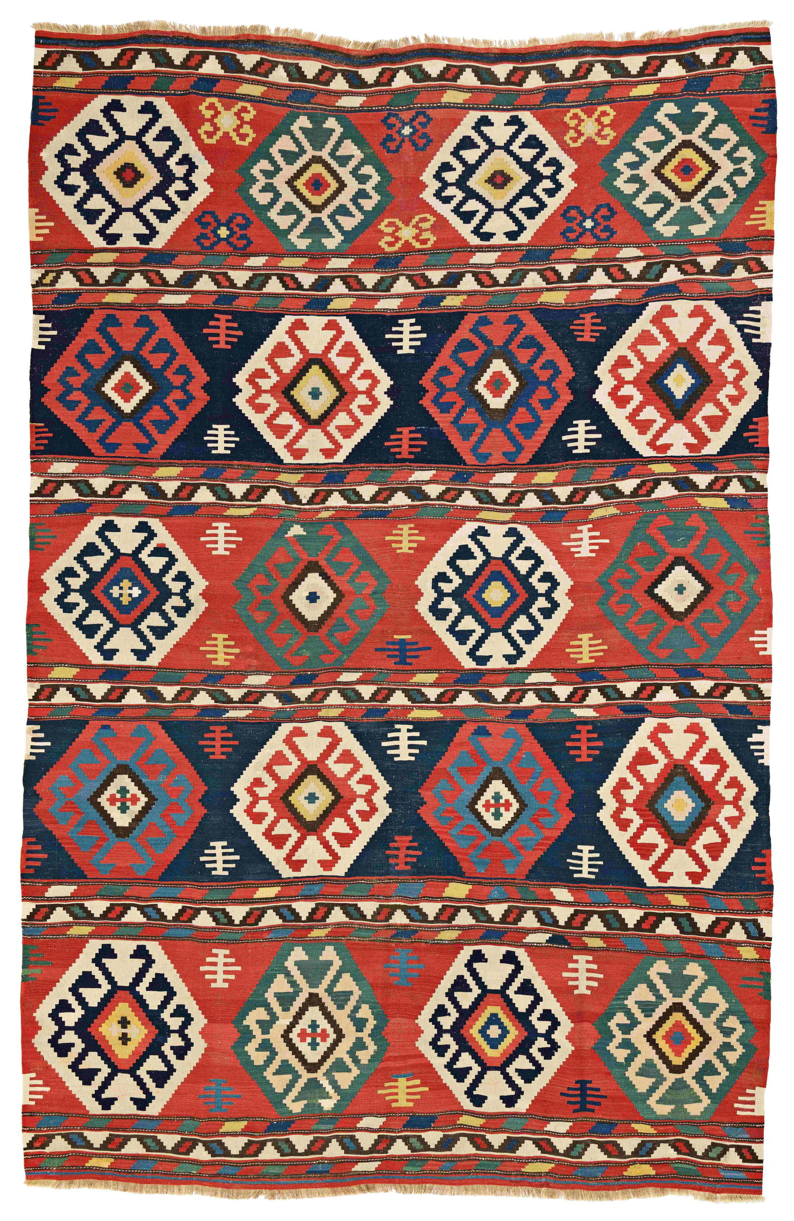 Kuba Kilim: Kuba Kilim 310 x 200 cm (10' 2" x 6' 7") Caucasus, late 19th century Condition: good, scattered small repairs, slight signs of use Warp: wool, weft: wool