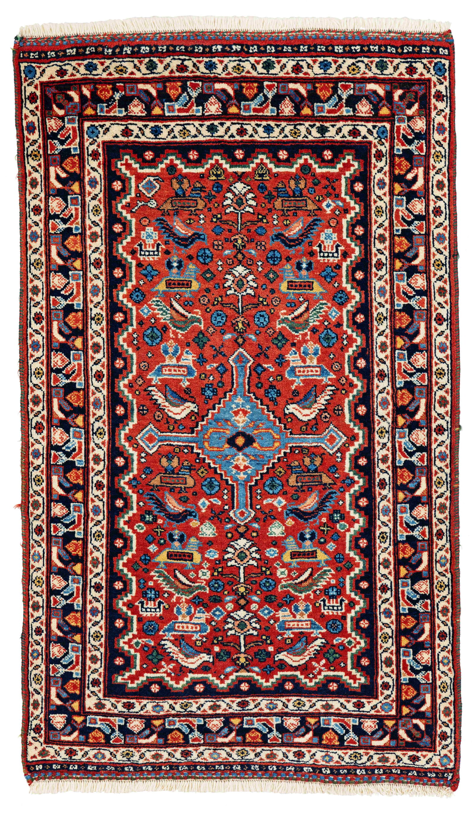 Qashqai "Miri" Rug: Qashqai "Miri" 133 x 78 cm (4' 4" x 2' 7") Persia, ca. 1990 Condition: very good, full pile, minor signs of use at the sides Warp: wool, weft: wool, pile: wool