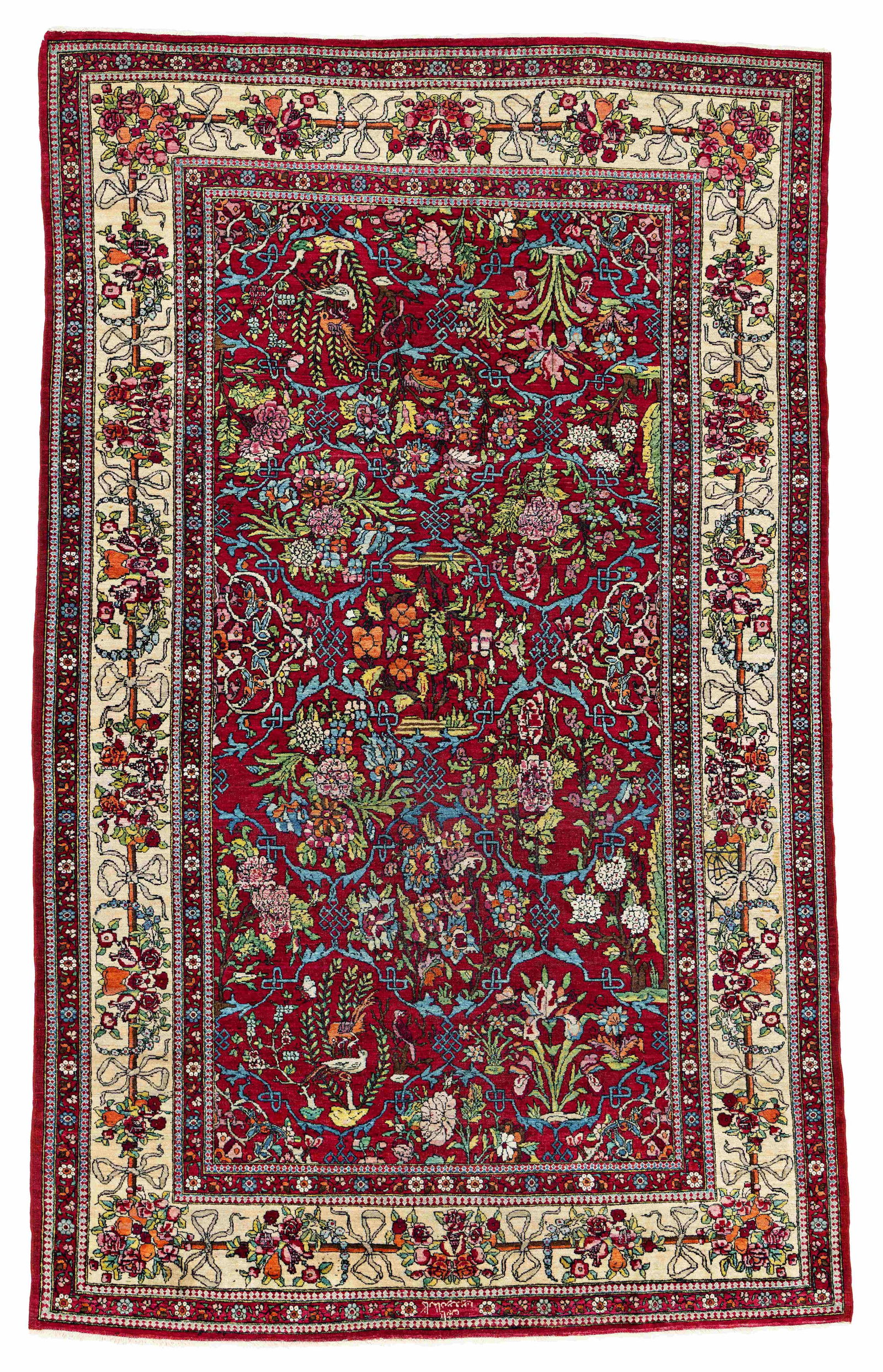 Signed Isfahan Rug: Signed Isfahan 222 x 136 cm (7' 3" x 4' 6") Persia, ca. 1940 Condition: good, scattered low pile, minor small repairs Warp: cotton, weft: cotton, pile: wool