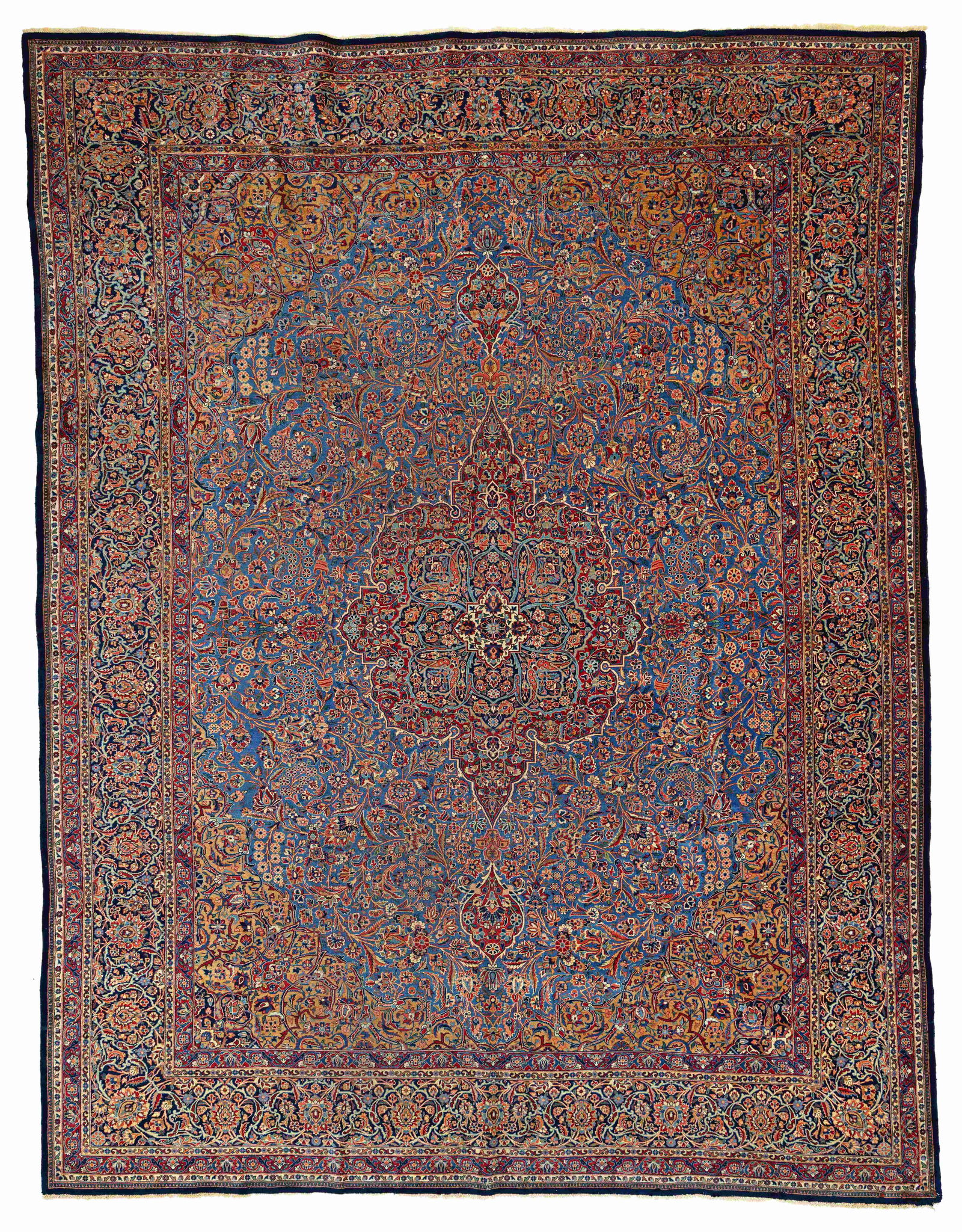Ghazwin Carpet: Ghazwin 346 x 266 cm (11' 4" x 8' 9") Persia, ca. 1920 Condition: good, scattered low pile, small repairs at lower end Warp: cotton, weft: cotton, pile: wool