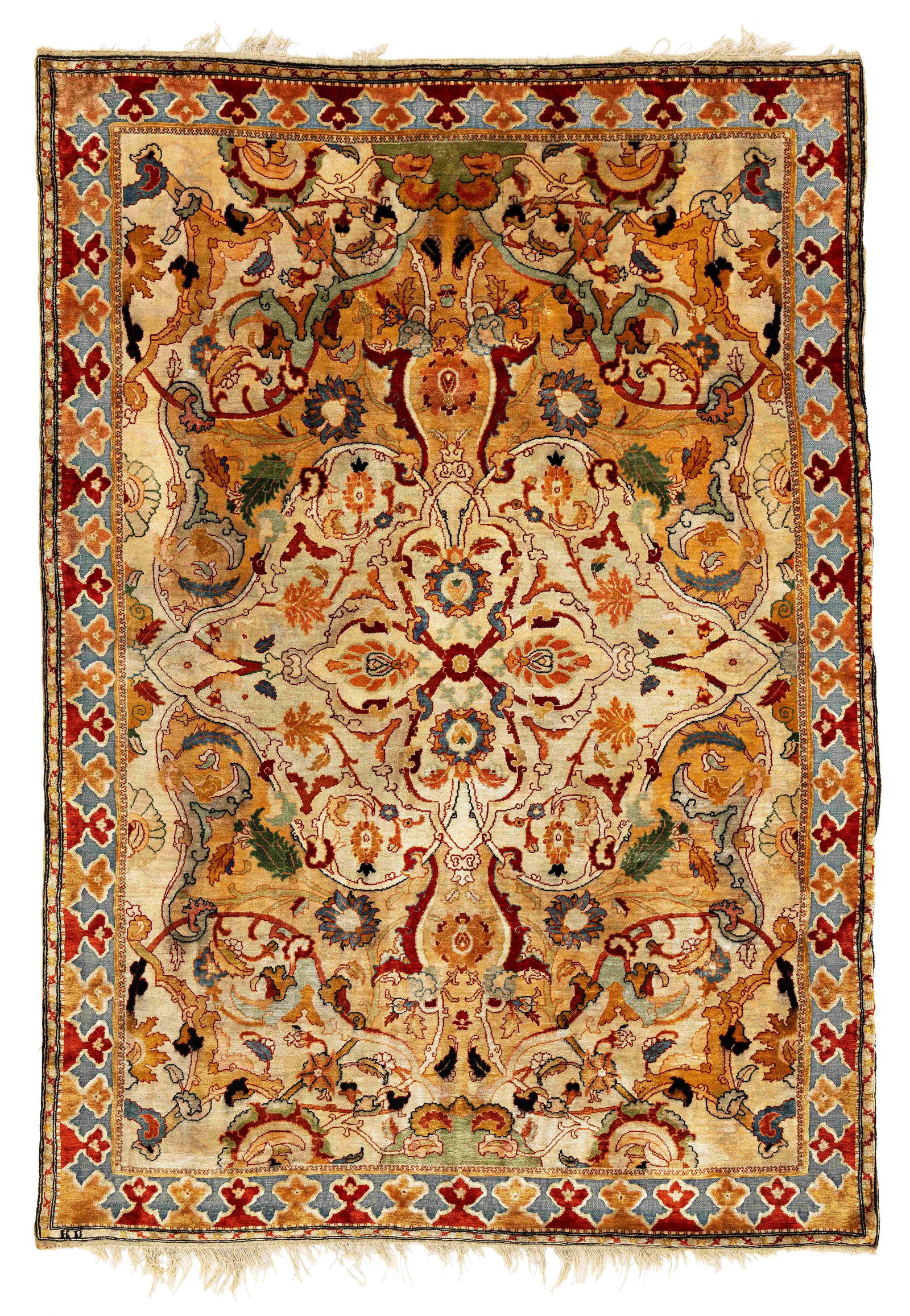 Silk Kum Kapu with metal brocade signed "KD" (1 of 5)