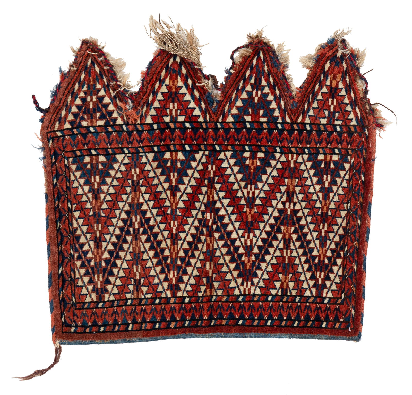 Yomut Okbash: Yomut Okbash 57 x 60 cm (1' 10" x 2') Turkmenistan, late 19th century Condition: very good, full pile, signs of use at upper end, minor small repairs Warp: wool, weft: wool, pile: wool