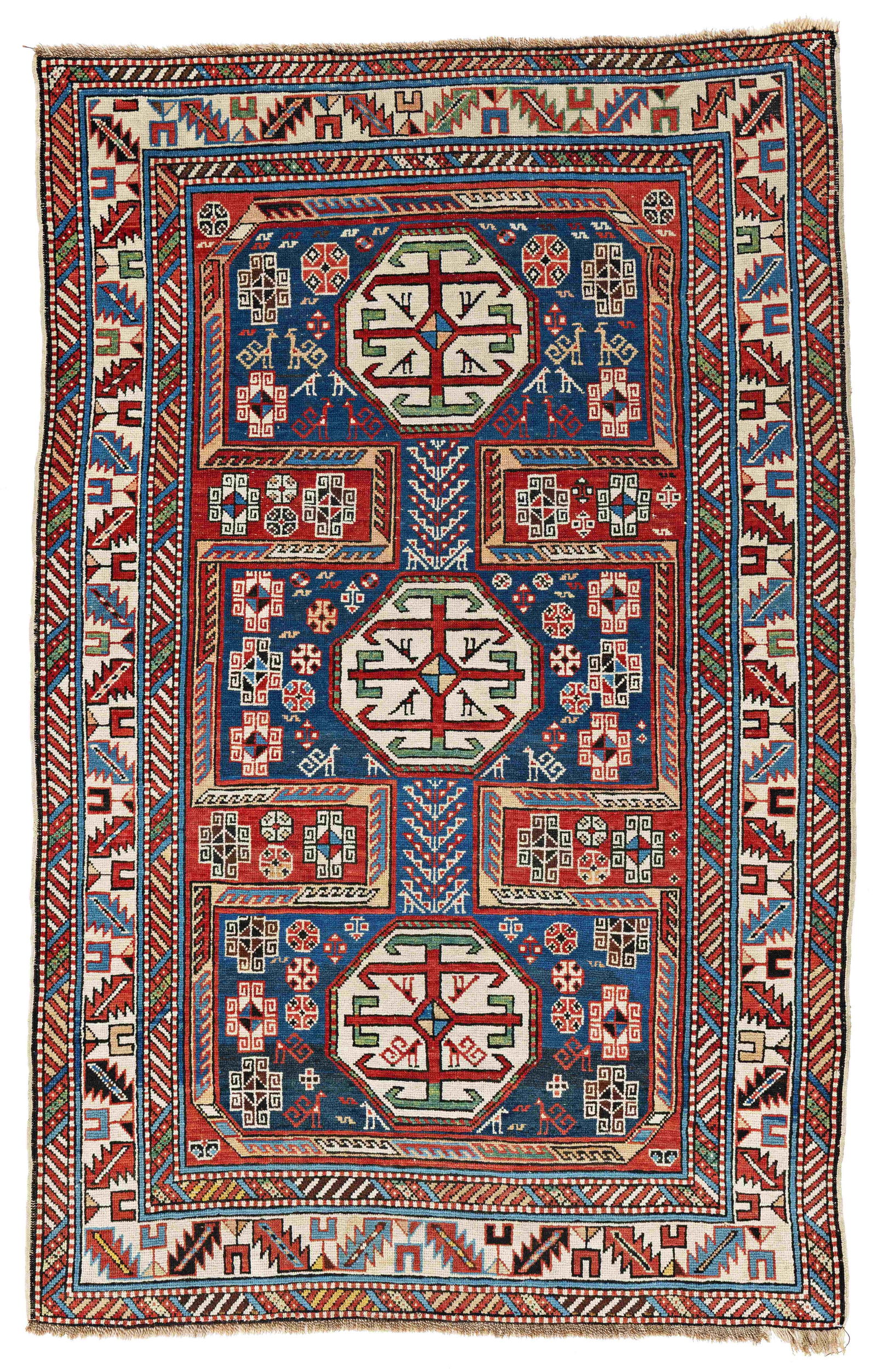 Shirvan Rug: Shirvan 177 x 113 cm (5' 10" x 3' 8") Caucasus, late 19th century Condition: good, mostly good pile, minor small repairs Warp: wool, weft: cotton, pile: wool