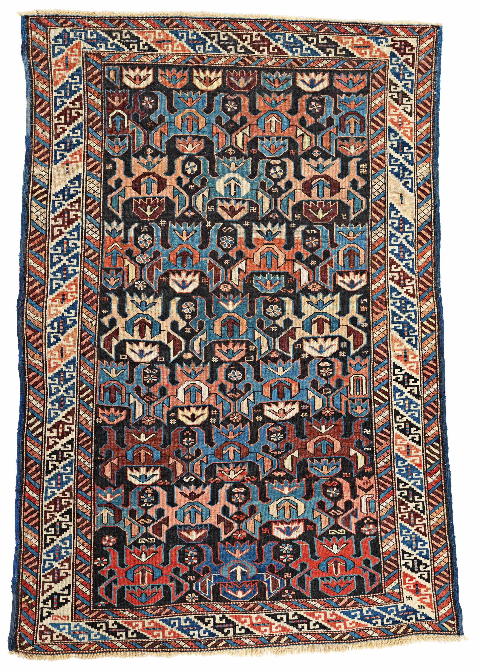 Bidjov Rug: Bidjov 152 x 103 cm (5' x 3' 5") Caucasus, late 19th century Condition: good, low pile in places, minor small repairs Warp: wool, weft: wool, pile: wool