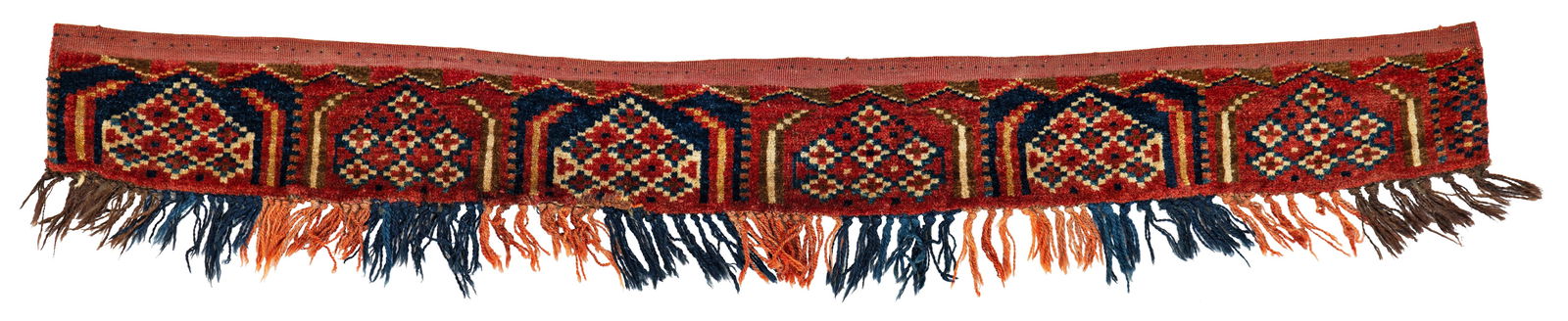 Ersari Rifle Bag (?): Ersari Rifle Bag (?) 128 x 14 cm (4' 2" x 6") Turkmenistan, late 19th century Condition: good, good pile, minor small repairs, slight signs of use Warp: wool, weft: wool, pile: wool