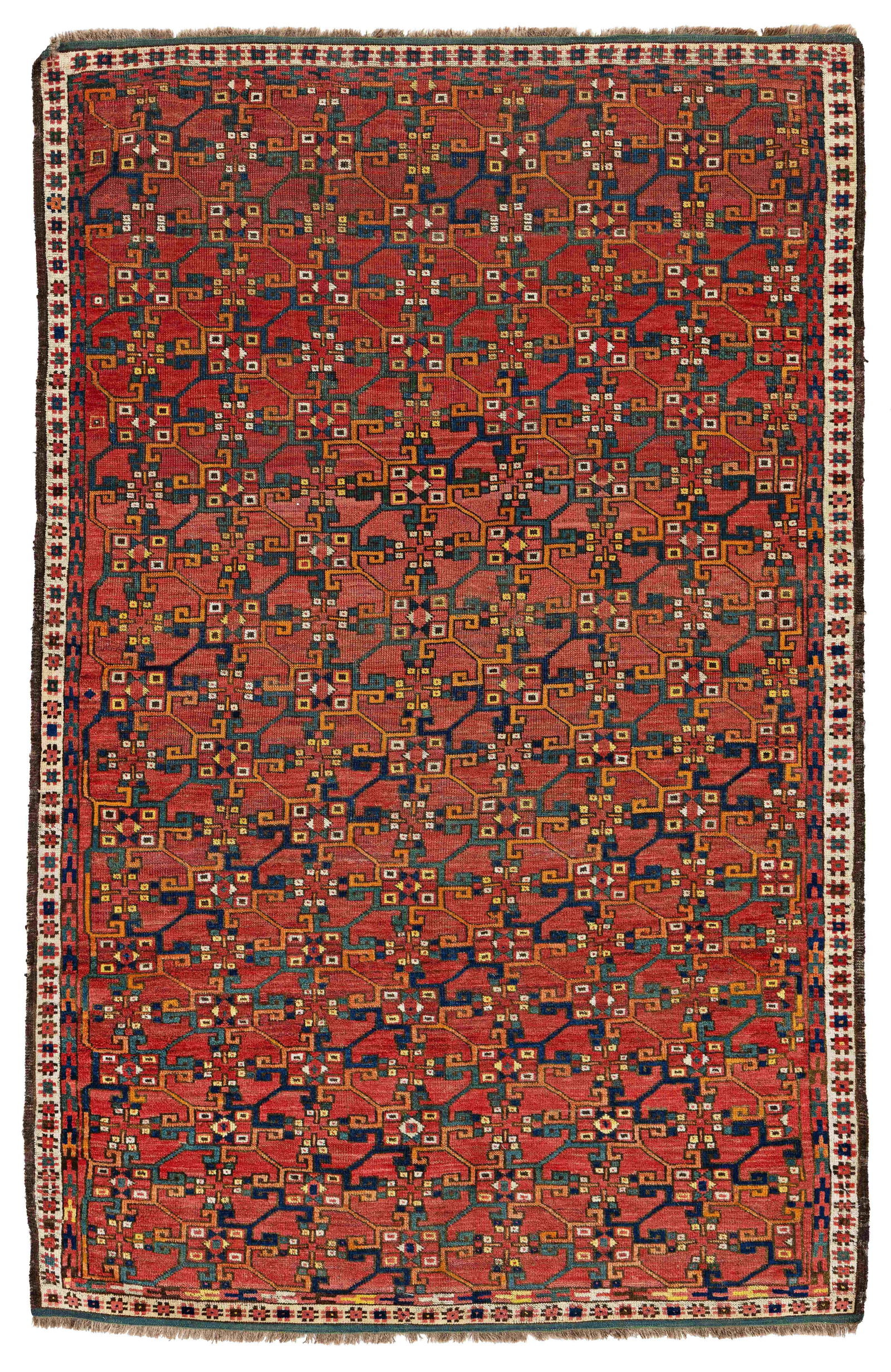 Unusual Ersari Rug: Unusual Ersari 201 x 129 cm (6' 7" x 4' 3") Turkmenistan, mid 19th century Condition: good, low pile in places, several professional restorations Provenance: ex H.C. Sienknecht collection Warp: wool,