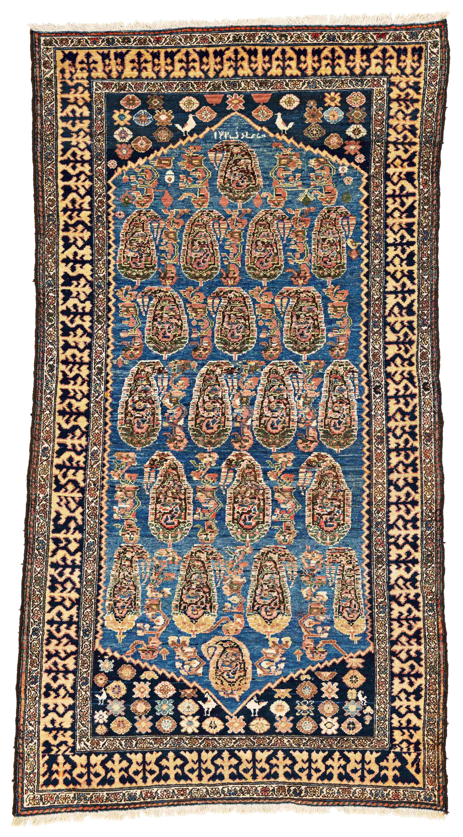 Northwest Persian Kurdish Rug: Northwest Persian Kurdish Rug 272 x 142 cm (8' 11" x 4' 8") Persia, dated 1320 (1902) Condition: good, full pile, both ends slightly restored, scattered small repairs Warp: cotton, weft: cotton,
