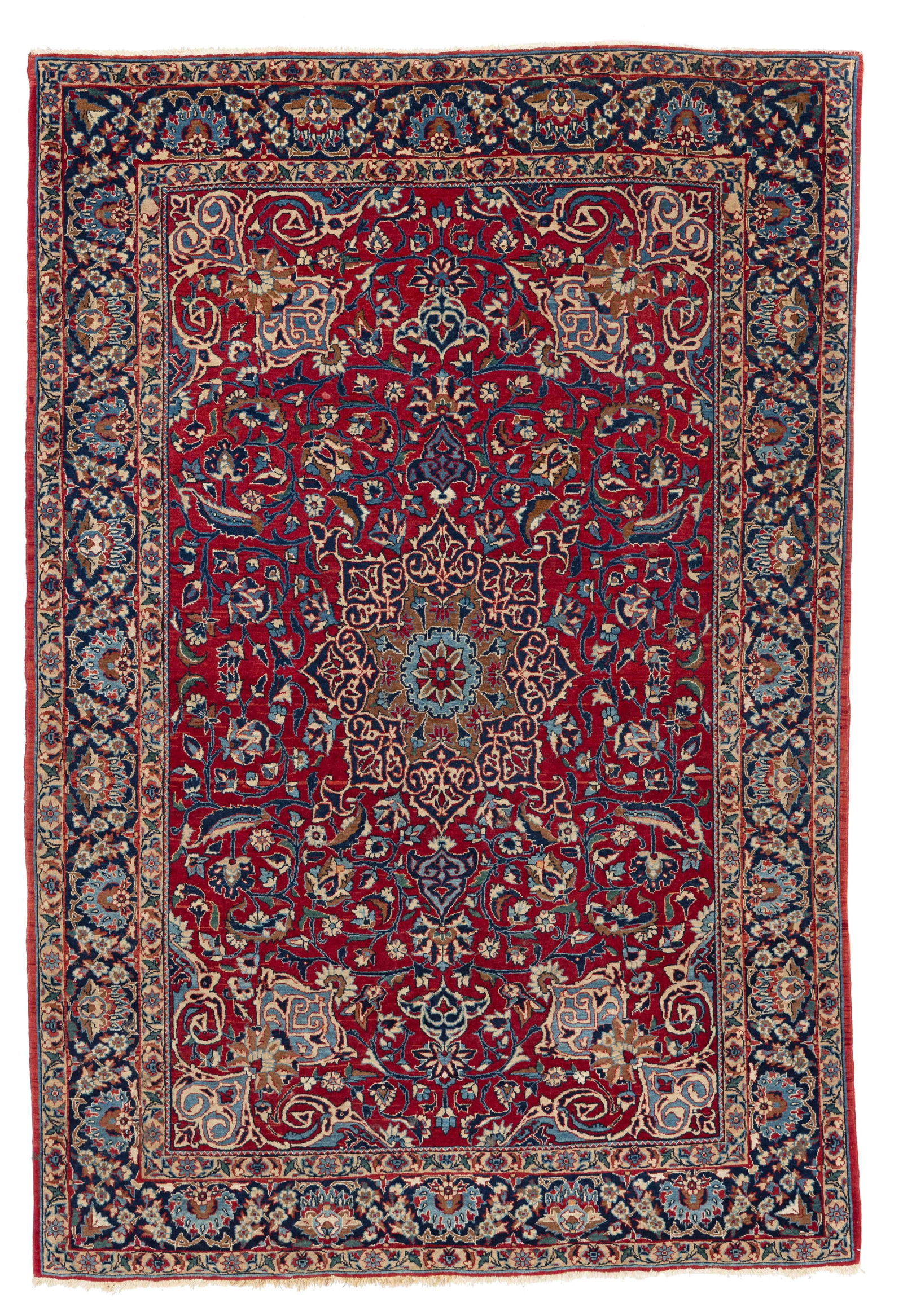 Nain Tudeshk Rug: Nain Tudeshk 144 x 97 cm (4' 9" x 3' 2") Persia, ca. 1950 Condition: good, good pile, signs of use at sides and ends Warp: cotton, weft: cotton, pile: wool