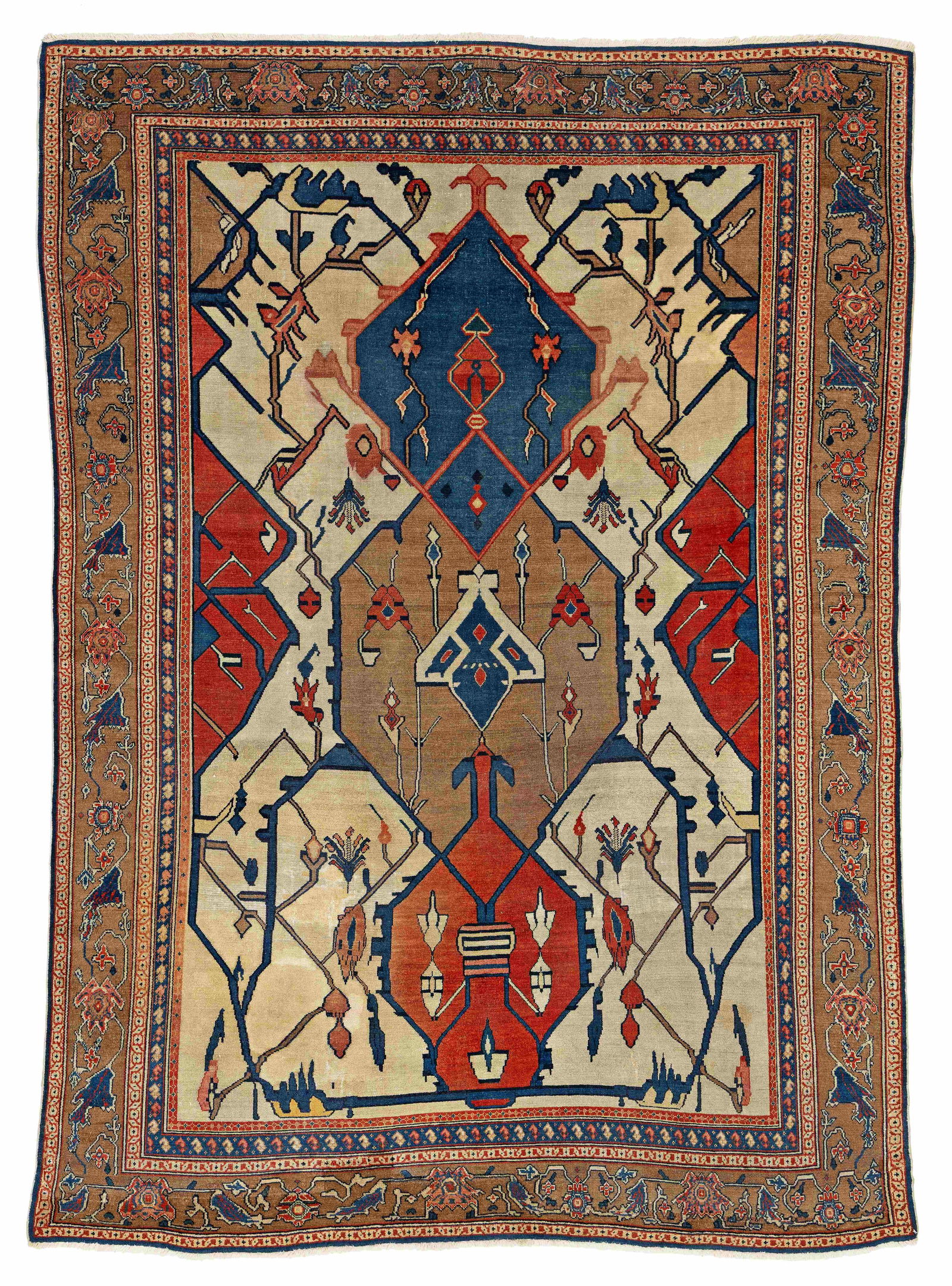 Fine Senneh Rug: Fine Senneh 197 x 140 cm (6' 6" x 4' 7") Persia, ca. 1900 Condition: good, low pile, both sides and ends restored, some professional restorations Warp: cotton, weft: cotton, pile: wool