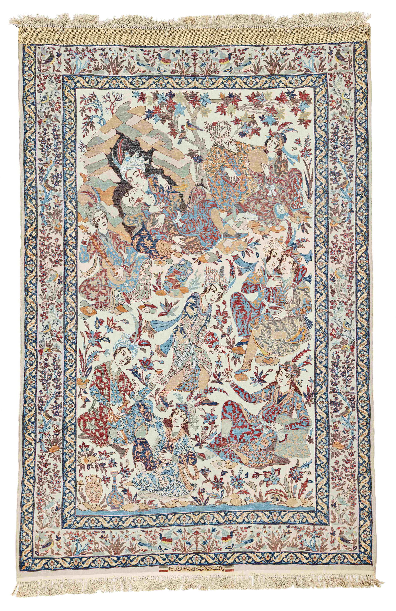 Signed Isfahan Pictorial Rug - 2