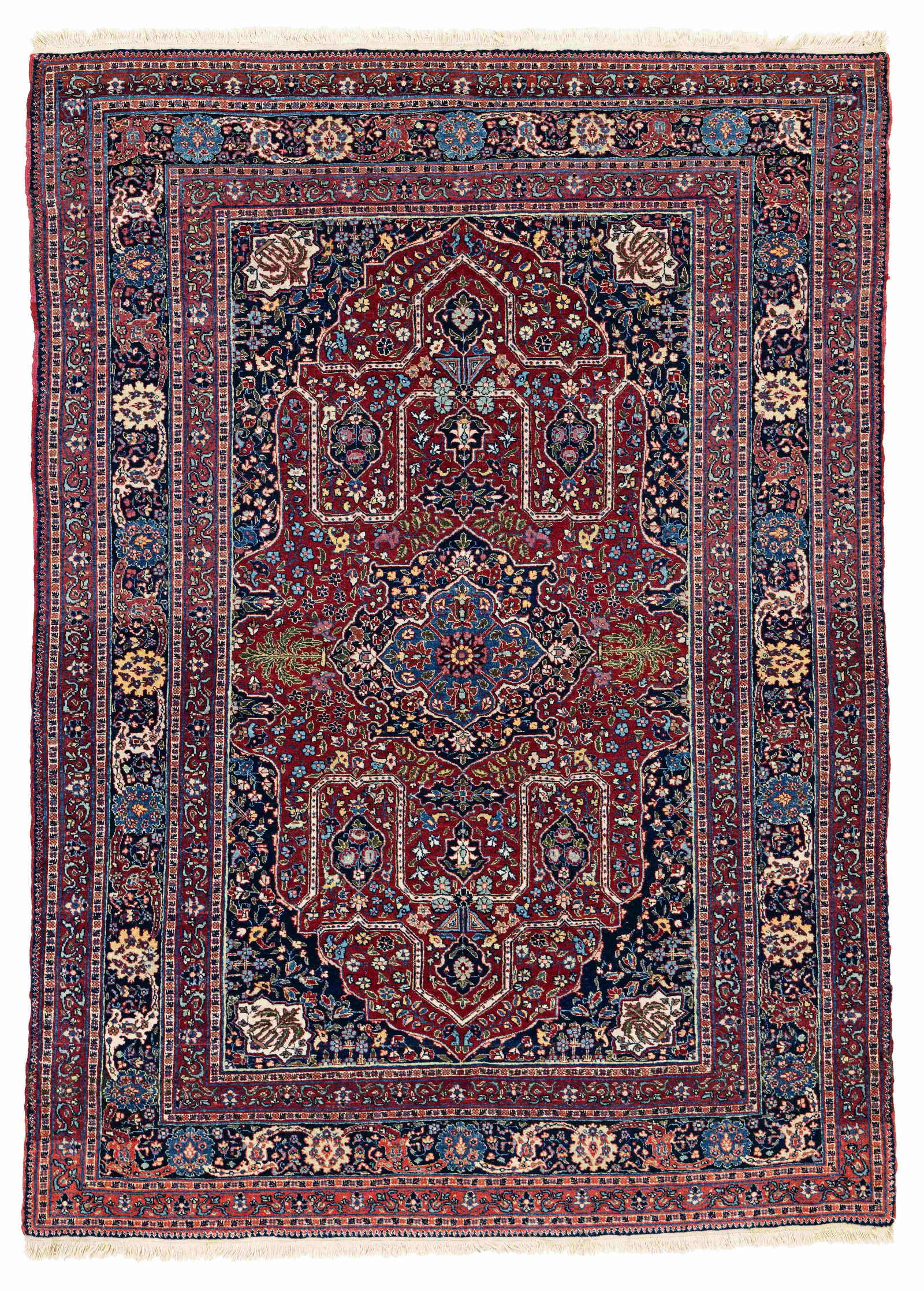 Fine Meshed Rug: Fine Meshed 186 x 134 cm (6' 1" x 4' 5") Persia, ca. 1930 Condition: very good, full pile, selvages partially rebound Warp: cotton, weft: cotton, pile: wool