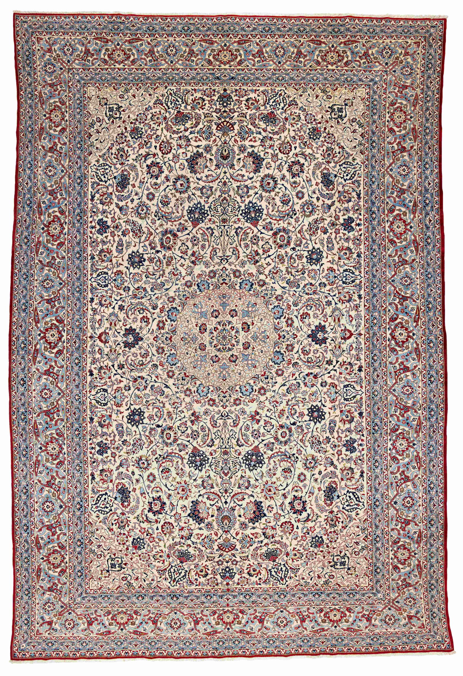 Large Nain Tudeshk Carpet: Large Nain Tudeshk 433 x 295 cm (14' 2" x 9' 8") Persia, ca. 1970 Condition: excellent Warp: cotton, weft: cotton, pile: wool