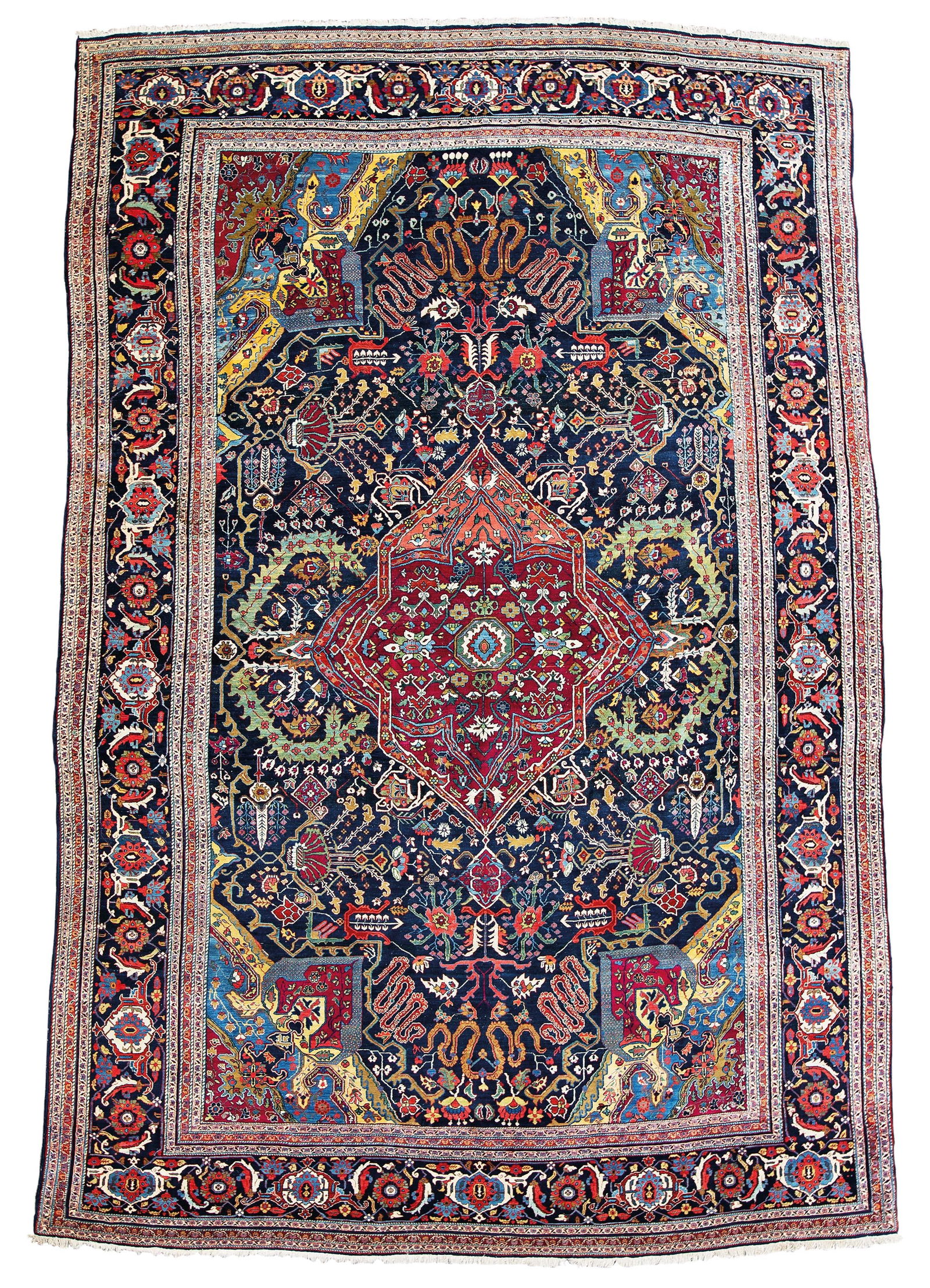 Palace-size Heriz Carpet: Palace-size Heriz 592 x 384 cm (19' 5" x 12' 7") Persia, ca. 1930 Condition: very good, mostly good pile, slight signs of use on the sides Warp: cotton, weft: cotton, pile: wool