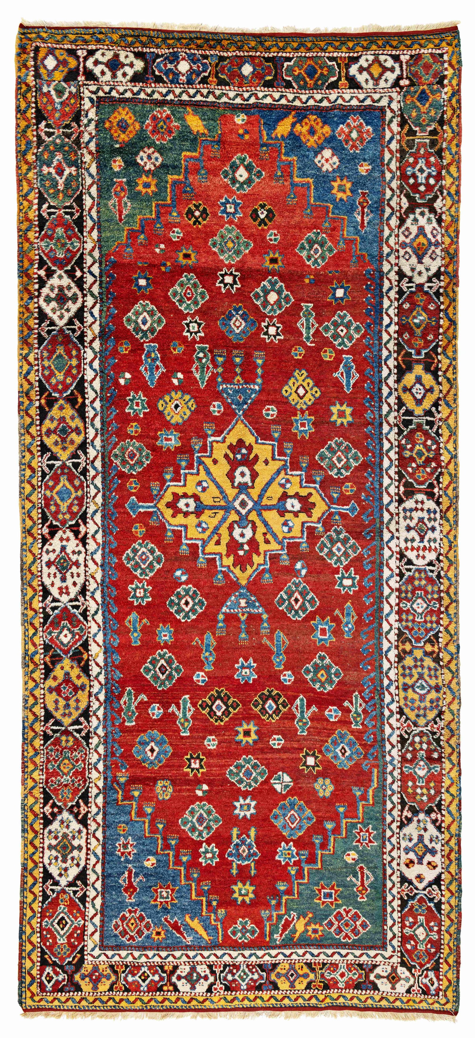 Large Dazkiri Carpet: Large Dazkiri 388 x 175 cm (12' 9" x 5' 9") Turkey, second half 19th century Condition: good, mostly good pile, both ends slightly restored, partial corroded dark brown, some minor repairs Warp: wool,