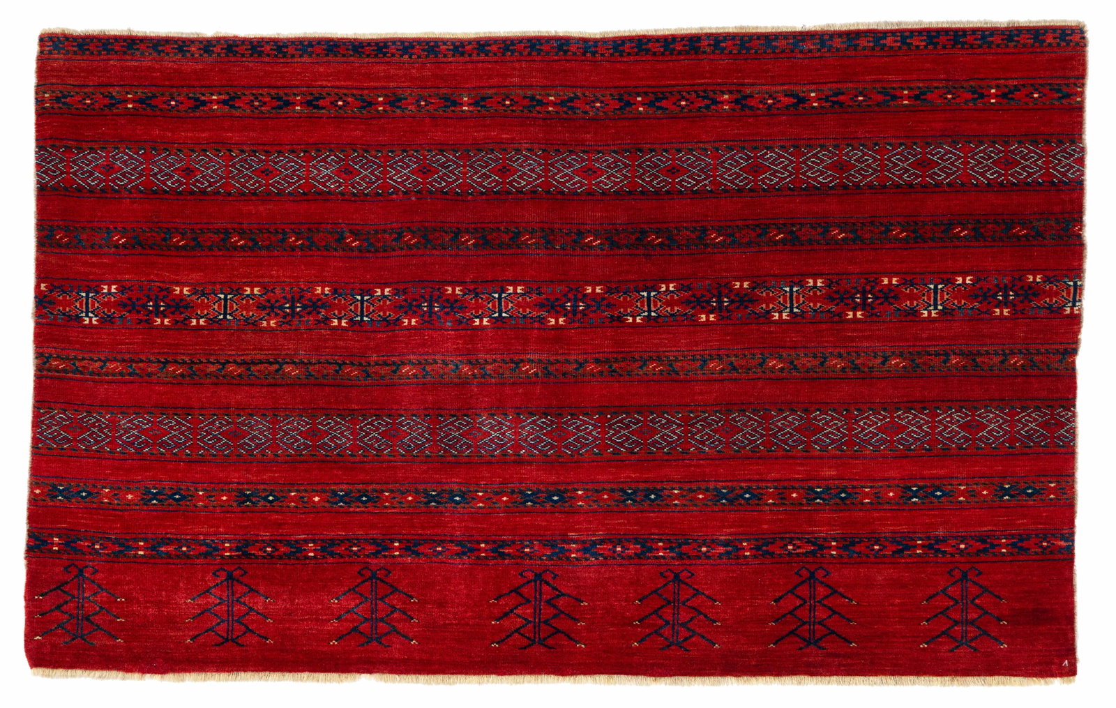 Piled Ersari Ak Chuval: Piled Ersari Ak Chuval 141 x 87 cm (4' 8" x 2' 10") Turkmenistan, mid 19th century Condition: very good, good pile, scattered small professional restorations Provenance: ex Hans-Christian Sienknecht c