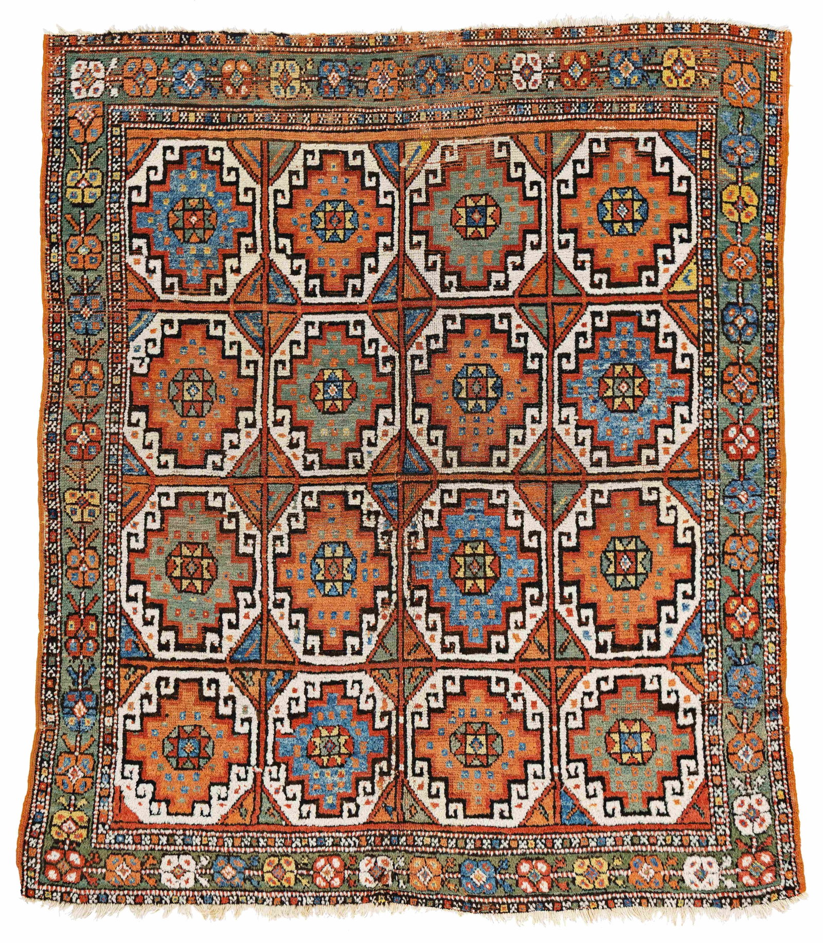 Cal Yatak Rug: Cal Yatak 204 x 172 cm (6' 8" x 5' 8") Turkey, first half 19th century Condition: good, low pile in places, both ends slightly incomplete, scattered small repairs, selvedges rebound, signs of use