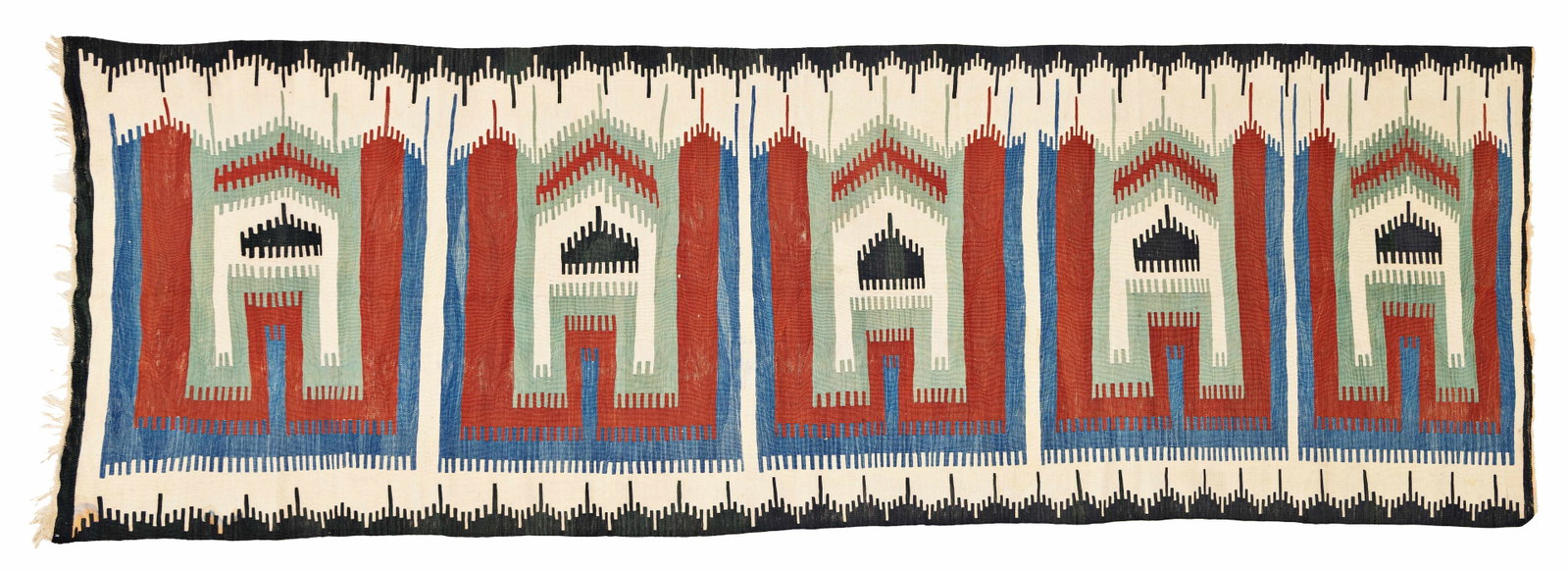 Sivas Saph Kilim: Sivas Saph Kilim 342 x 113 cm (11' 3" x 3' 8") Turkey, early 20th century Condition: very good, slightly stained, slight signs of use Warp: wool, weft: wool