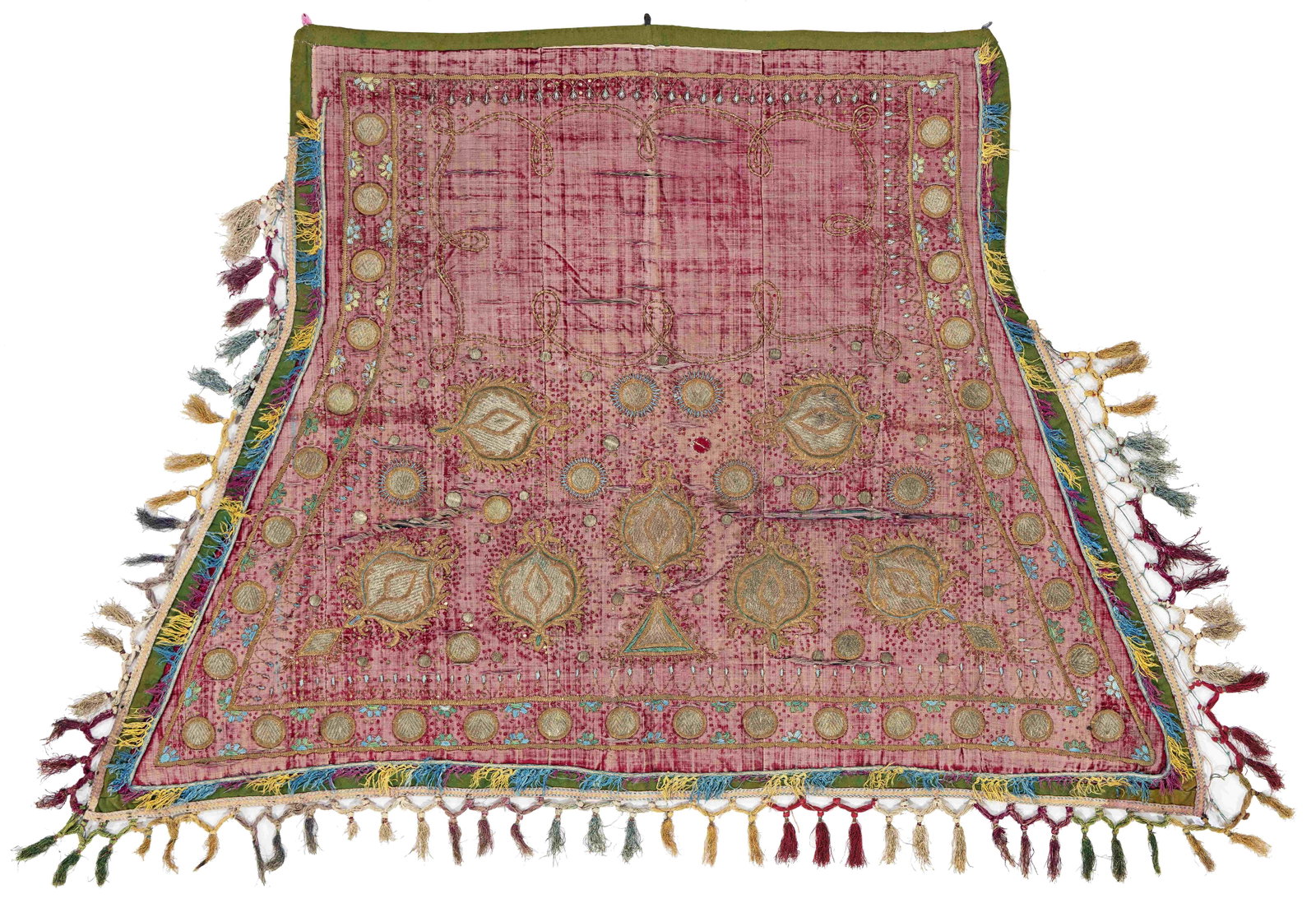 Uzbek Horse Cover with metal brocade: Uzbek Horse Cover with metal brocade 190 x 130 cm (6' 3" x 4' 3") Uzbekistan, 18th century Condition: used, several tears and holes, abrasions, signs of use Published: "Schmuckpferdedecken", Karl